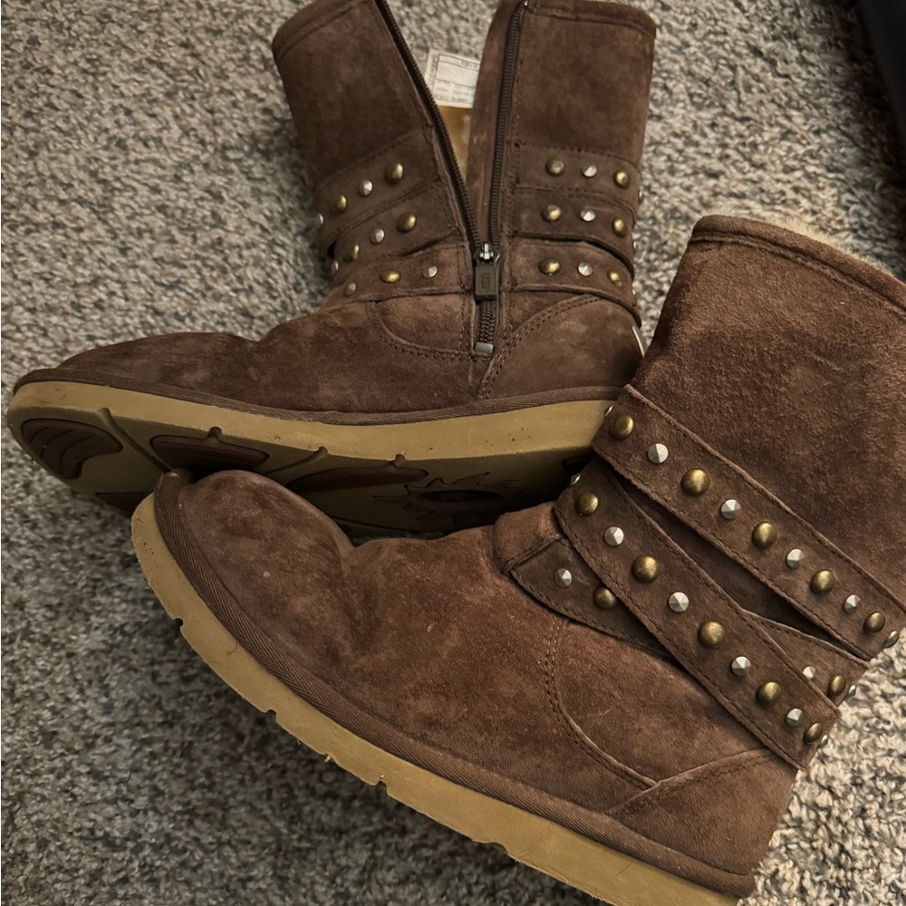 UGG Brown Suede Studded Winter Boots
